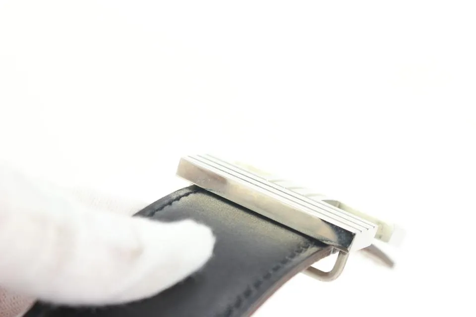Hermès Black x Silver Reversible H Logo Cadena Belt Kit 852633