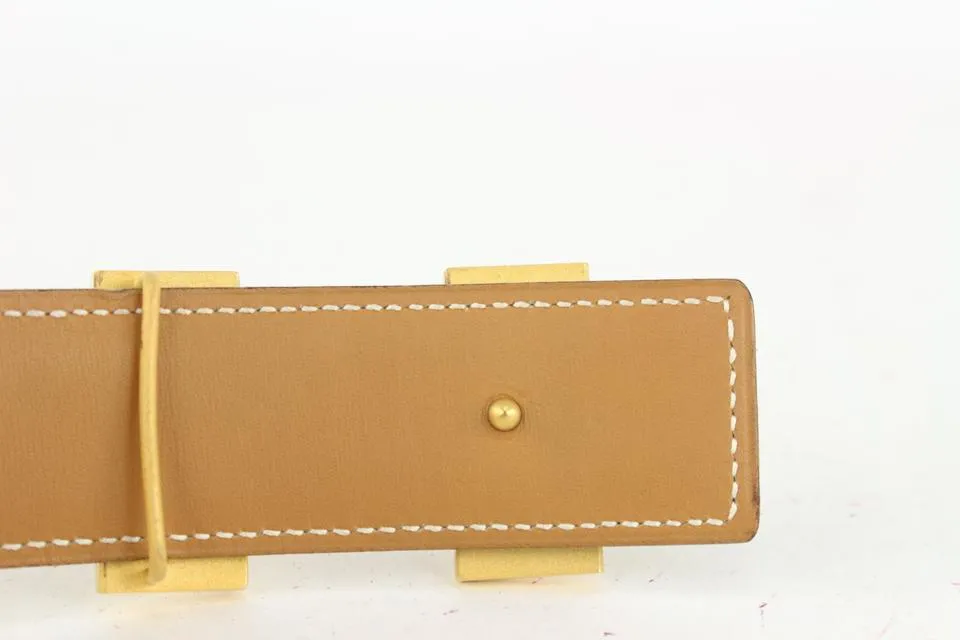 Hermès Brown x Gold 32mm Reversible H Logo Belt Kit 11her721