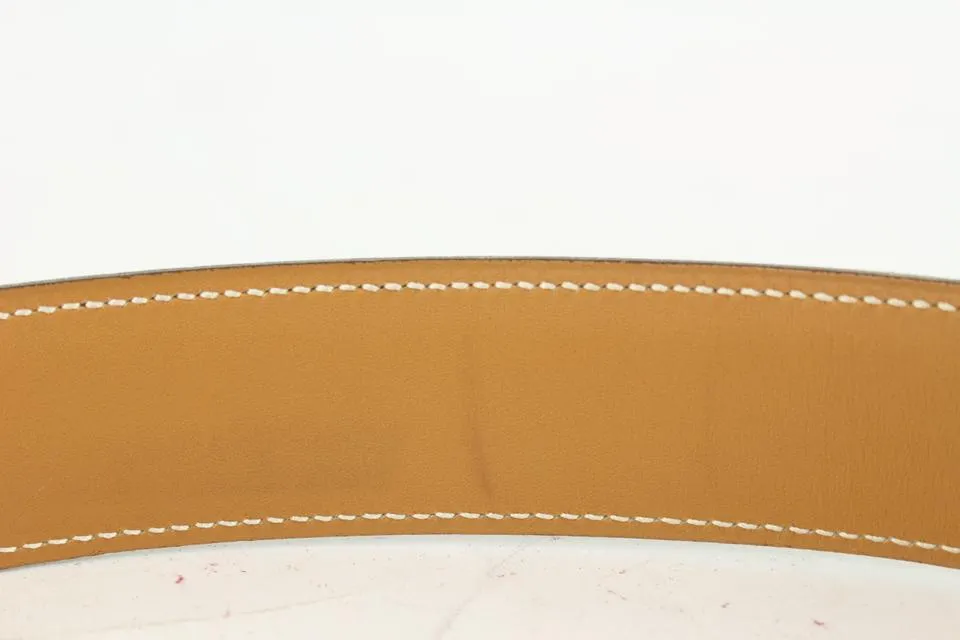 Hermès Brown x Gold 32mm Reversible H Logo Belt Kit 11her721