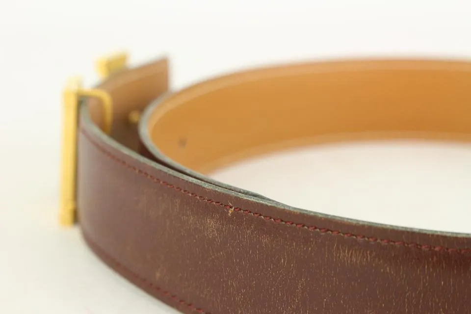 Hermès Brown x Gold 32mm Reversible H Logo Belt Kit 11her721