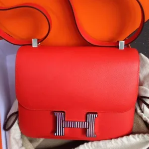 Hermès Constance 24 Capucine Evercolor Enamel Hardware ENA