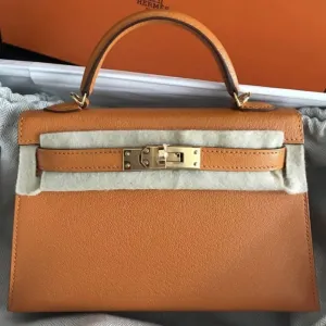Hermès Kelly 20 Abricot Sellier Epsom Gold Hardware GHW
