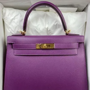 Hermès Kelly 28 Anemone Sellier Epsom Gold Hardware GHW