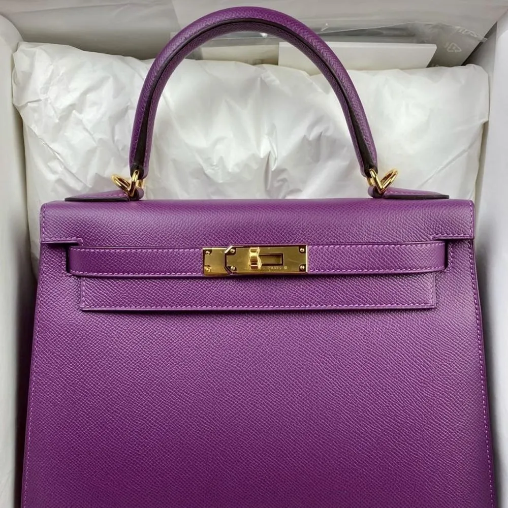 Hermès Kelly 28 Anemone Sellier Epsom Gold Hardware GHW