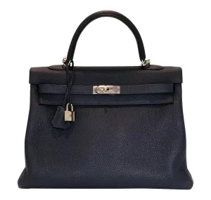 Hermès Kelly Retourne 35 Bleu Nuit Togo PHW Bag