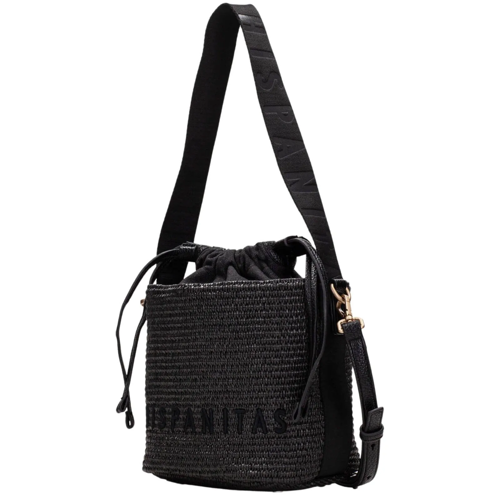 Hispanitas Black Rafia Bucket Bag