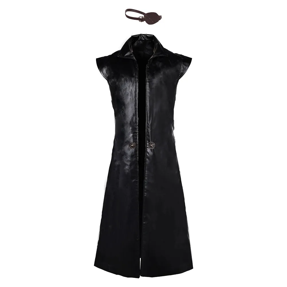 House of the Dragon 2 Prince Aemond Targaryen Black Sleeveless Coat With Eye Patch Cosplay Costume Outfits