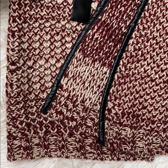 🎉HP🎉 THML Lucine Faux Leather Trim Cardigan 💗Cranberry