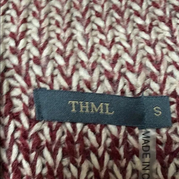 🎉HP🎉 THML Lucine Faux Leather Trim Cardigan 💗Cranberry