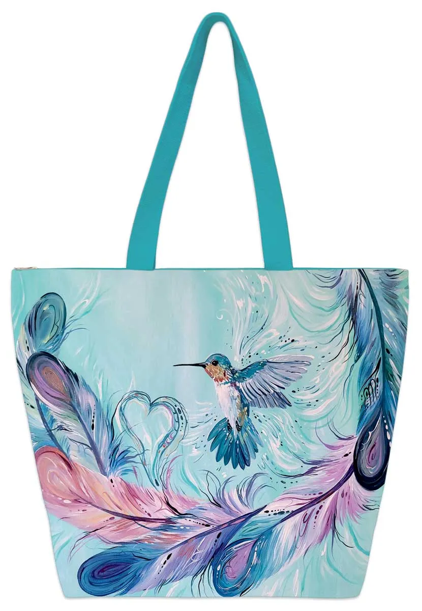 HUMMINGBIRD FEATHERS TOTE BAG