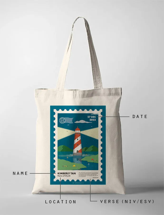 I Am Baptised Postage Stamp Tote Bag {Customisable}