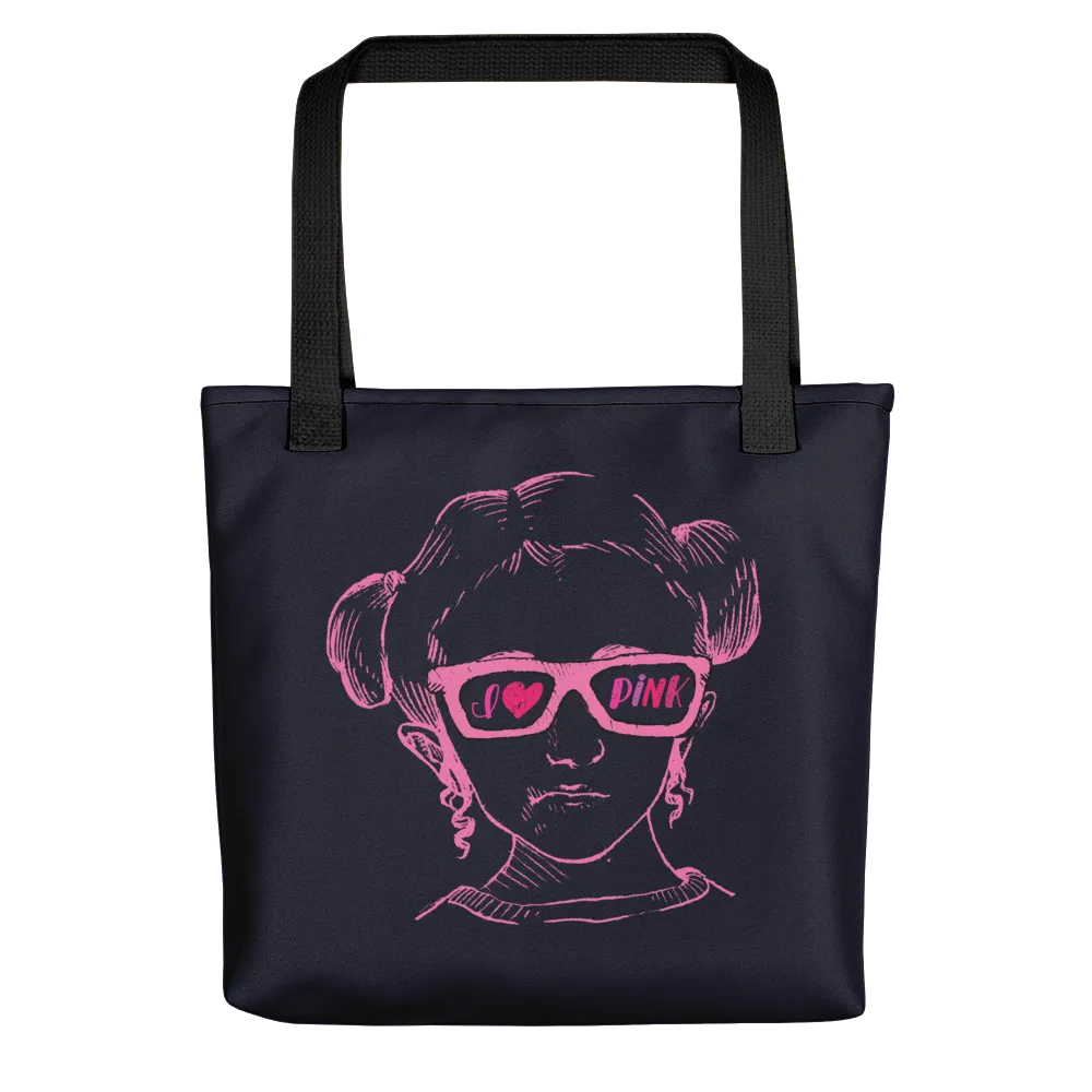 I Love Pink (Esperanza - Raising Dion) Pink on Navy Tote Bag