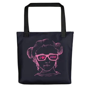 I Love Pink (Esperanza - Raising Dion) Pink on Navy Tote Bag