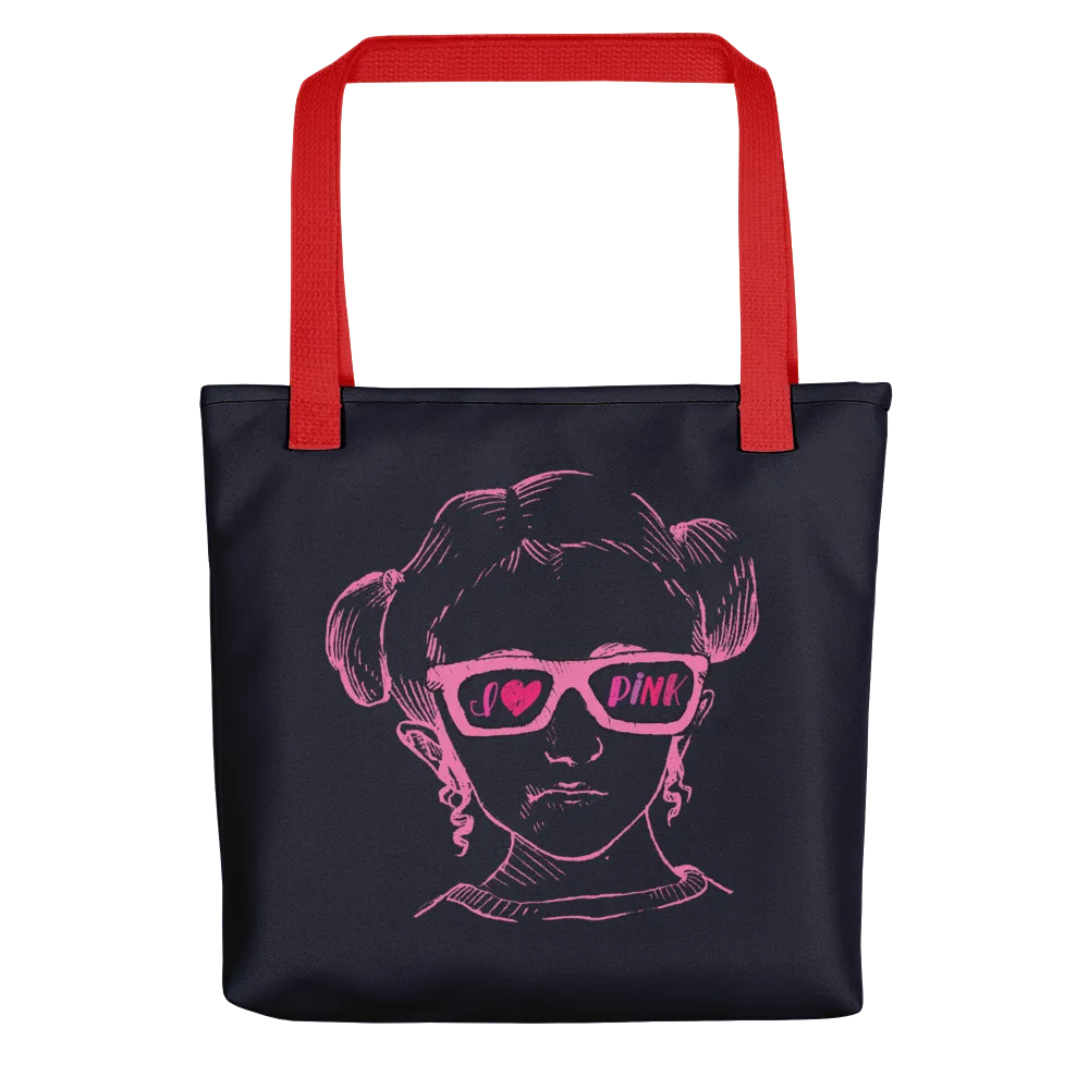 I Love Pink (Esperanza - Raising Dion) Pink on Navy Tote Bag