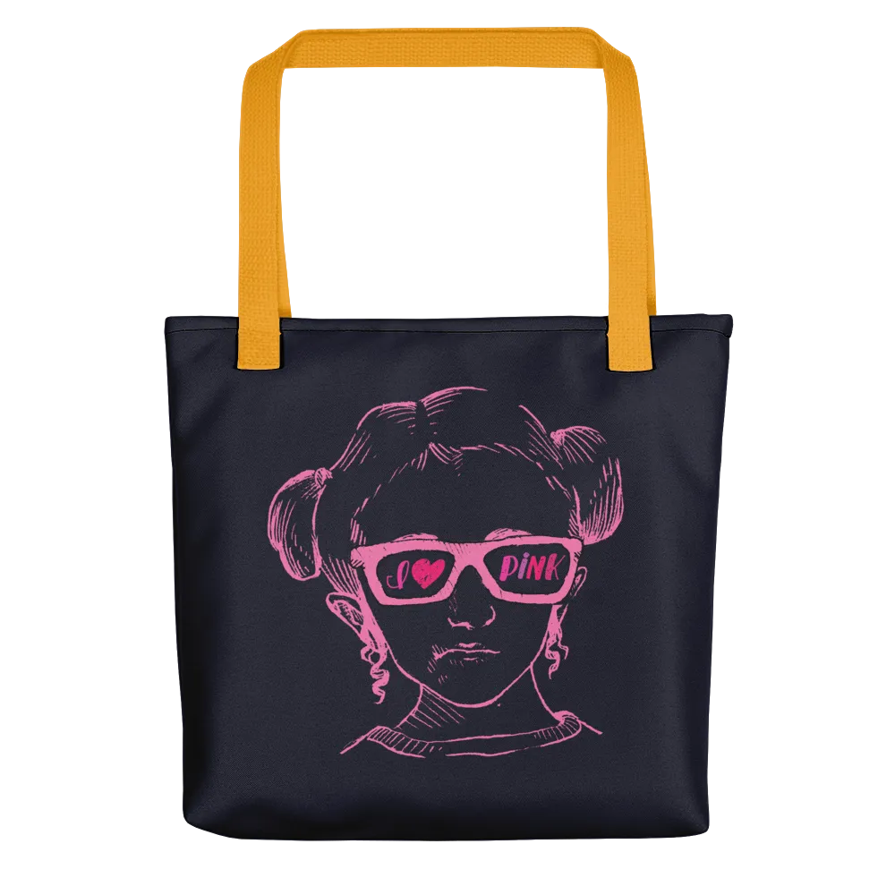 I Love Pink (Esperanza - Raising Dion) Pink on Navy Tote Bag