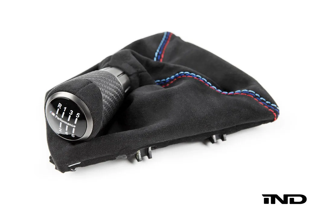 IND F8X M3 / M4 Matte Carbon   Alcantara Shift Boot Set - Straight Stitch