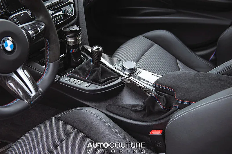 IND F8X M3 / M4 Matte Carbon   Alcantara Shift Boot Set - Straight Stitch