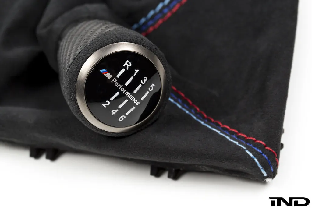 IND F8X M3 / M4 Matte Carbon   Alcantara Shift Boot Set - Straight Stitch
