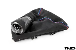 IND F8X M3 / M4 Matte Carbon   Alcantara Shift Boot Set - Straight Stitch