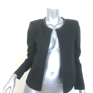 IRO Tim Leather-Trim Open Front Jacket Black Size 28