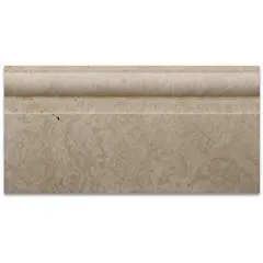 Ivory / Light Travertine Honed 6 X 12 Baseboard Trim Molding - Box of 5 pcs.