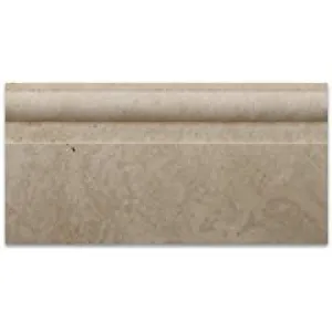 Ivory / Light Travertine Honed 6 X 12 Baseboard Trim Molding - Box of 5 pcs.