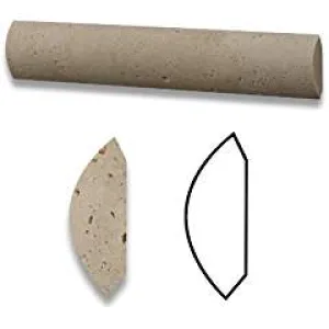 Ivory Travertine Honed 1 X 6 Quarter Round Trim Molding - 3" Sample