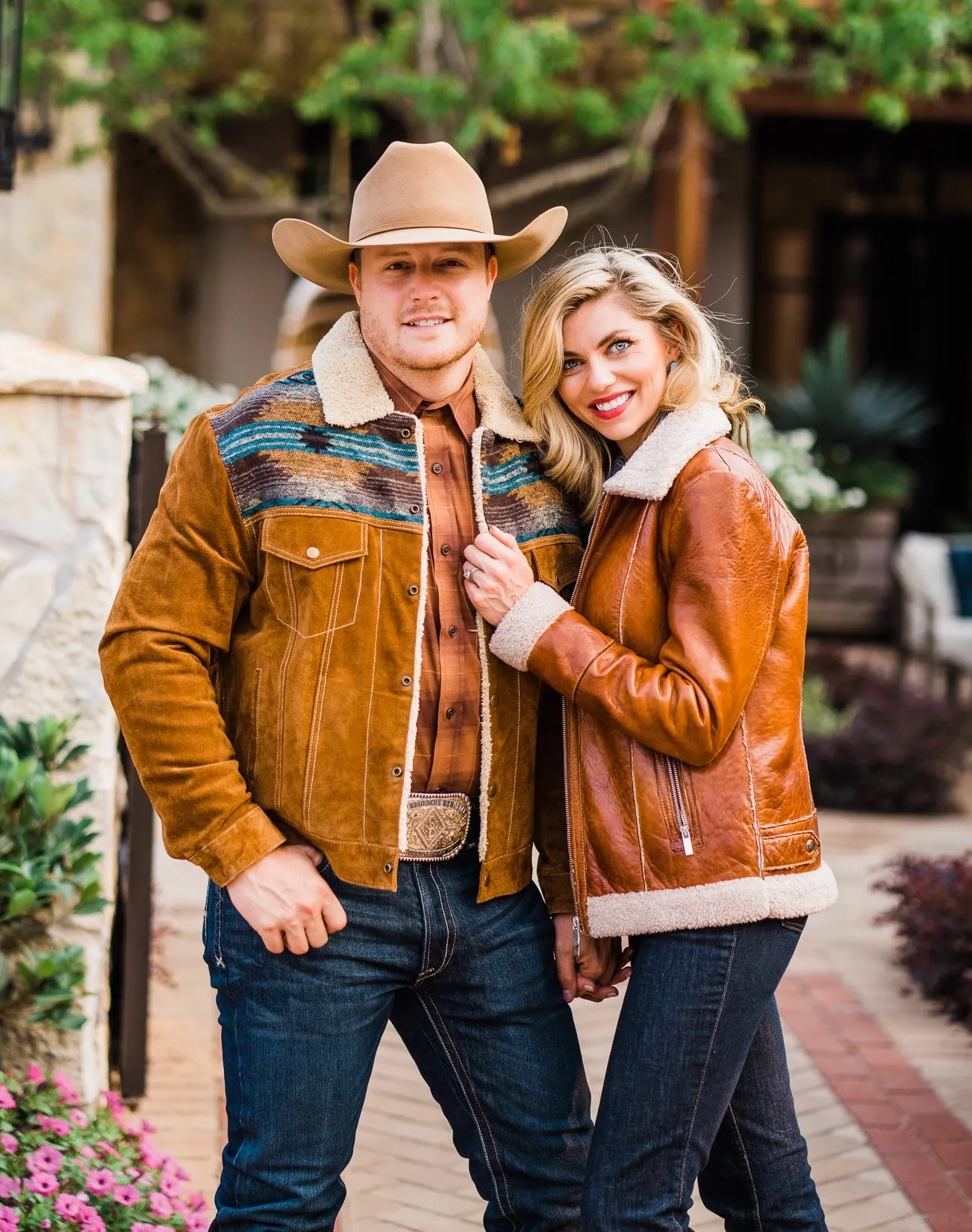 Jacket, Cognac Leather with Faux Shearling - Style L1118