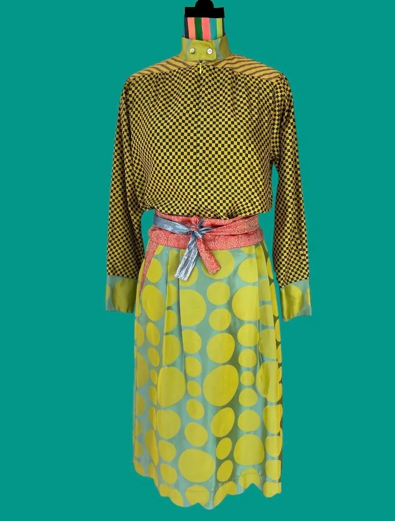 Jacquard Weave Silk Check Shirt