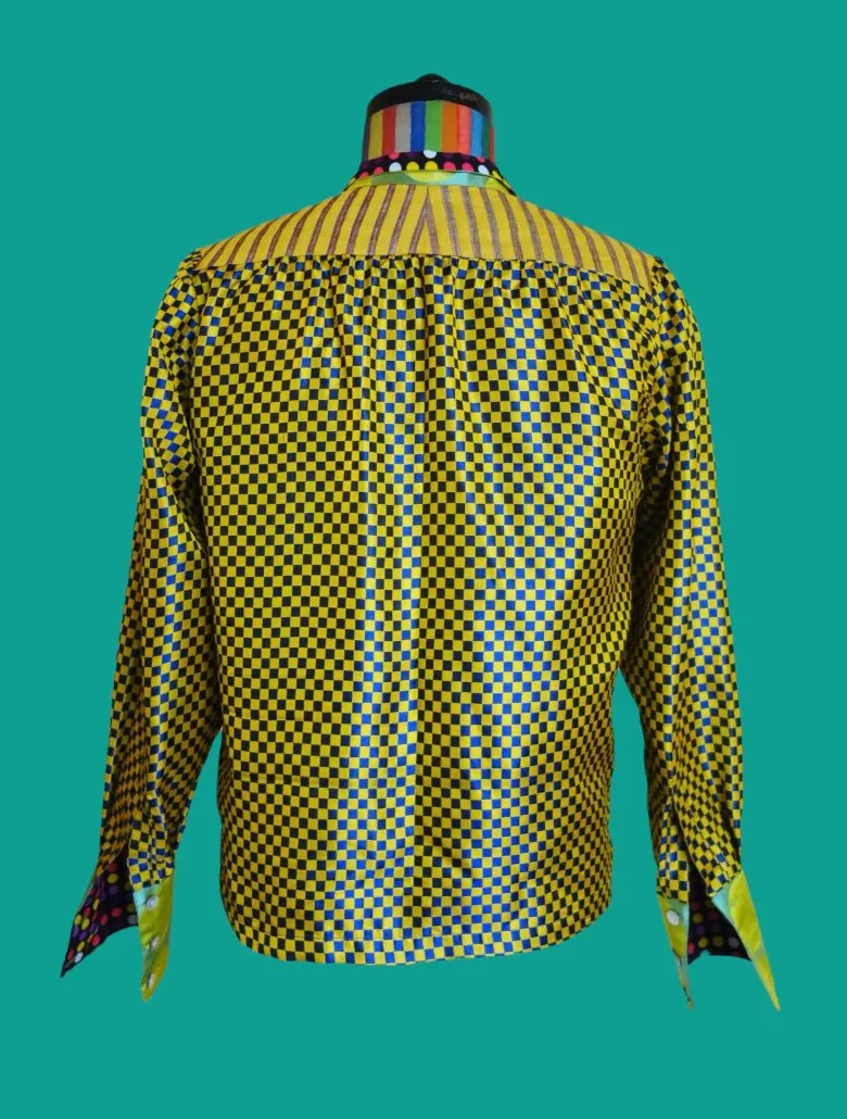 Jacquard Weave Silk Check Shirt