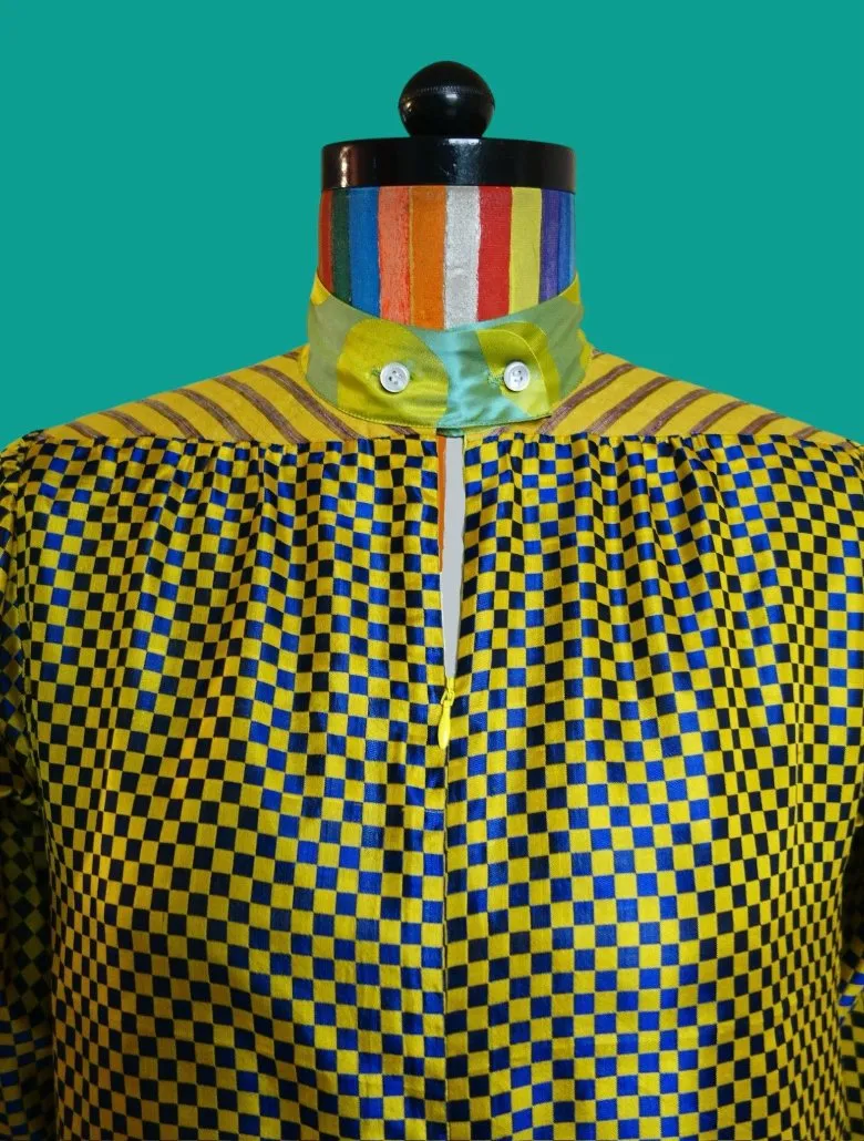 Jacquard Weave Silk Check Shirt