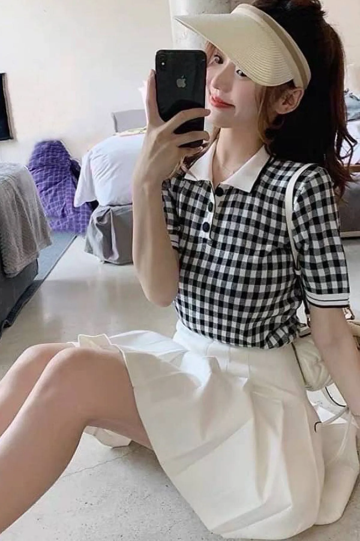 JENNA Plaid Knit Shirt (Black)