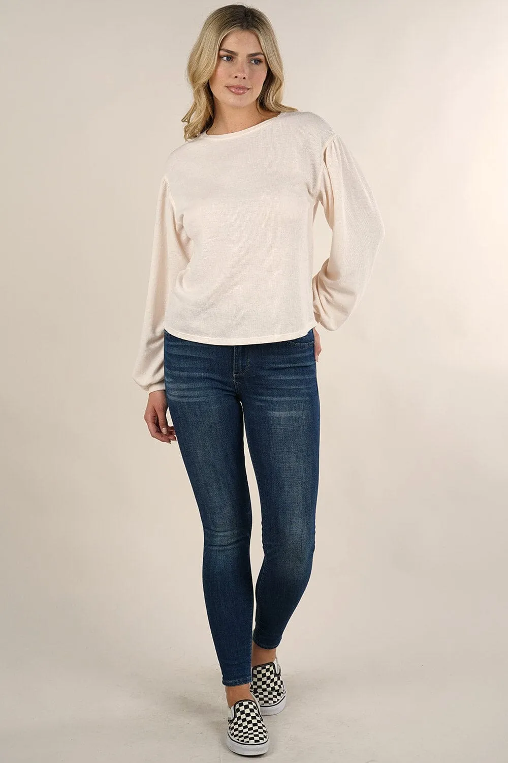 Jennah Balloon Sleeve Thermal Top
