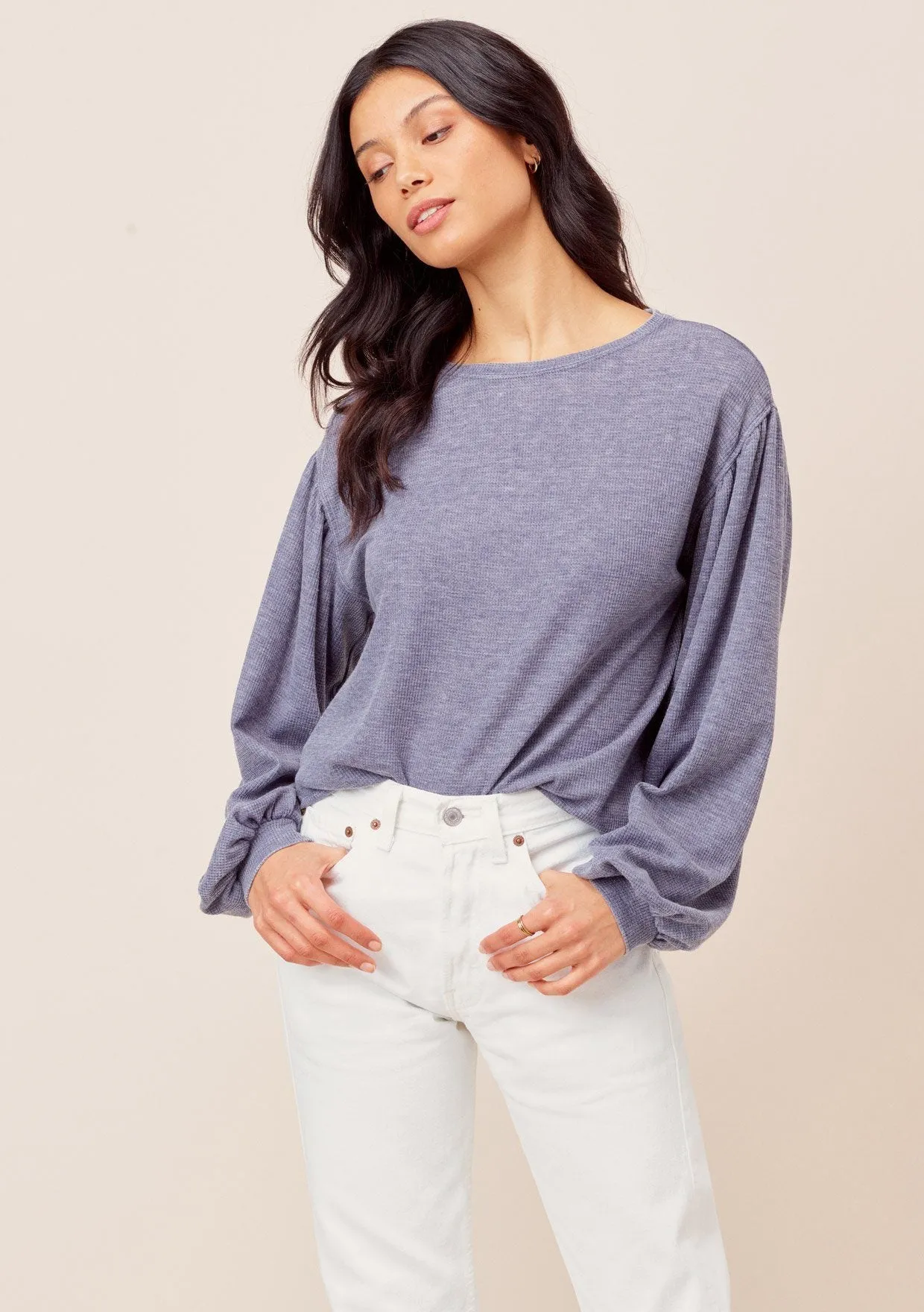 Jennah Balloon Sleeve Thermal Top