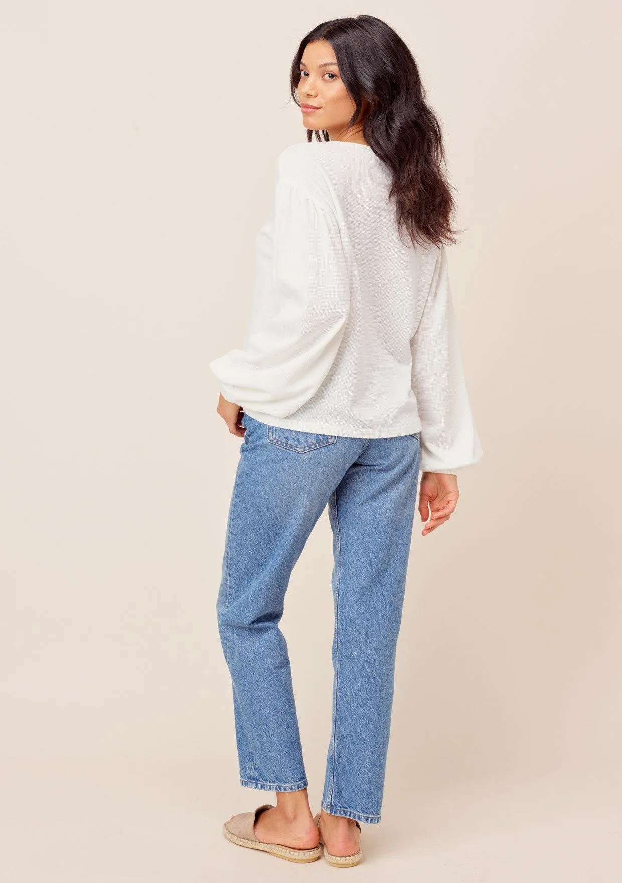 Jennah Balloon Sleeve Thermal Top