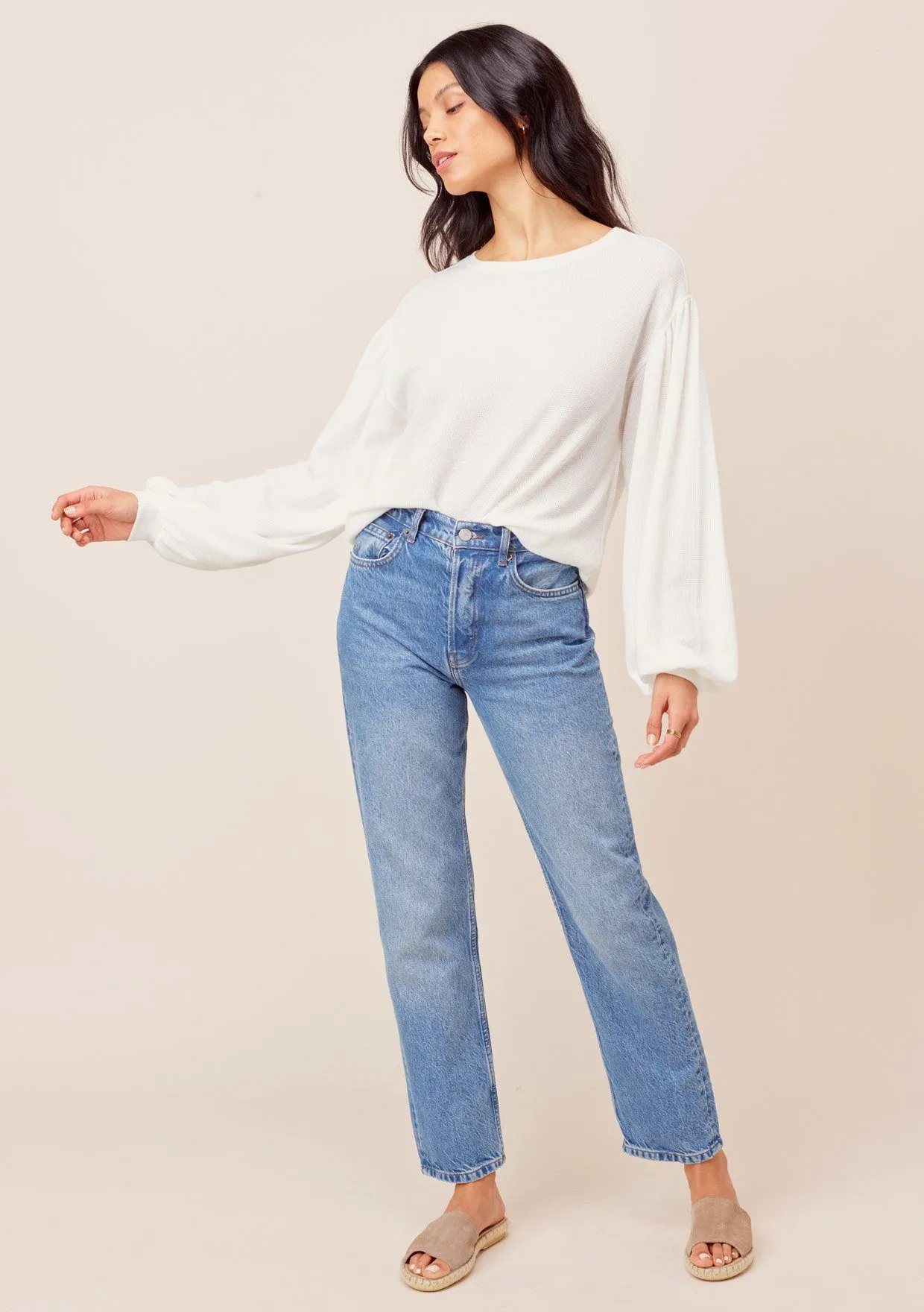 Jennah Balloon Sleeve Thermal Top