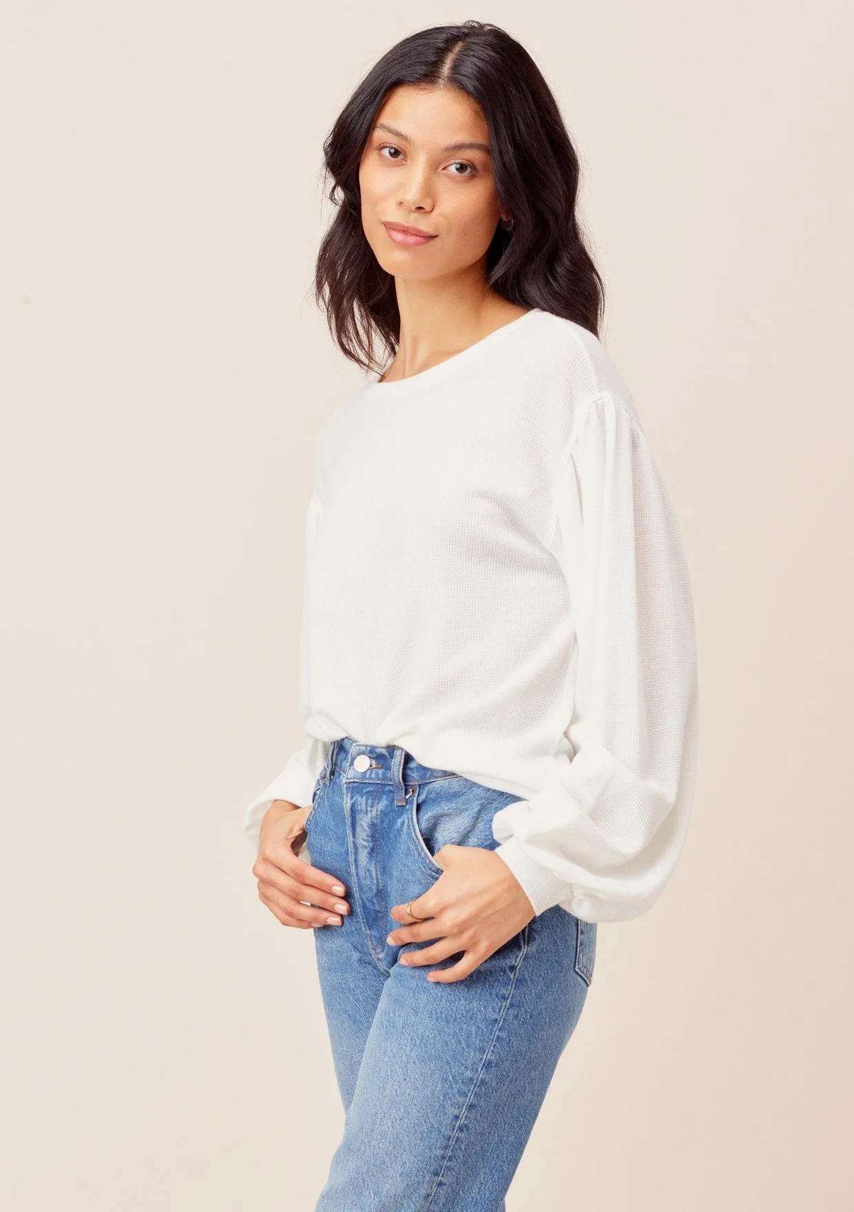 Jennah Balloon Sleeve Thermal Top