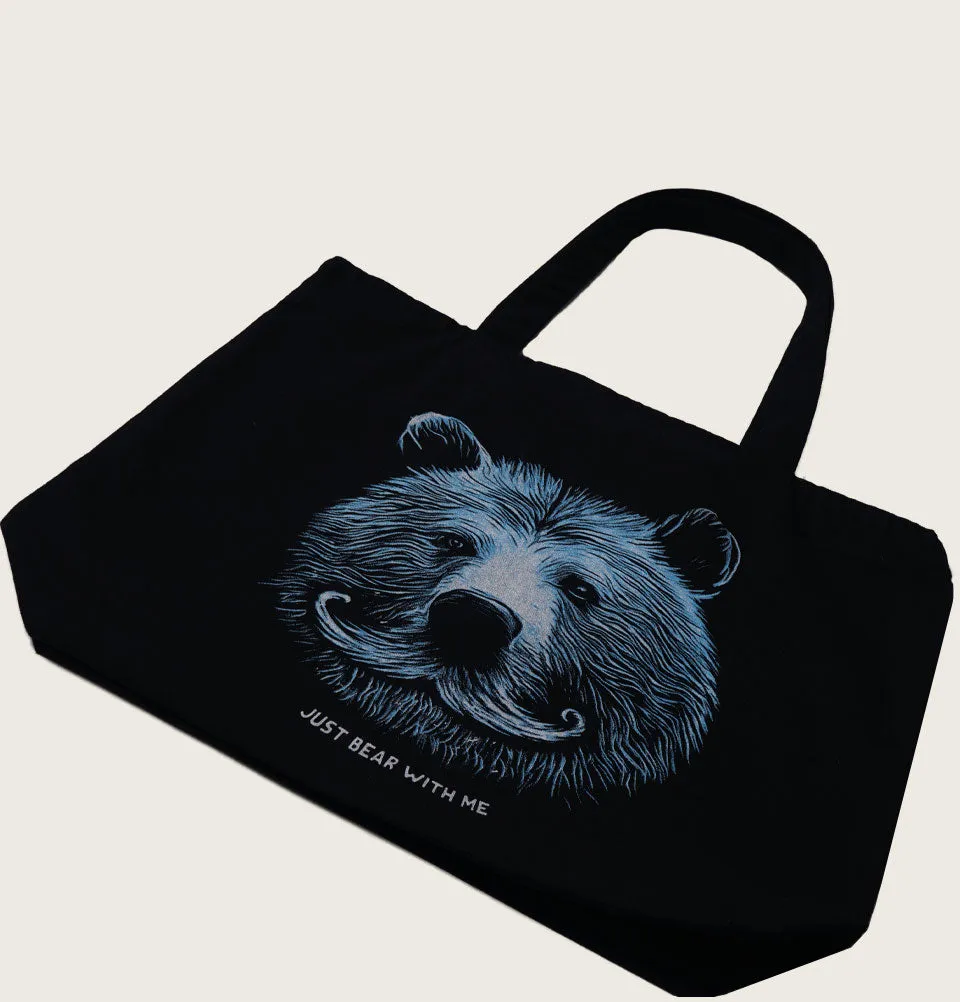 Just Bear with Me black Tote Bag