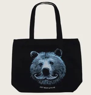 Just Bear with Me black Tote Bag