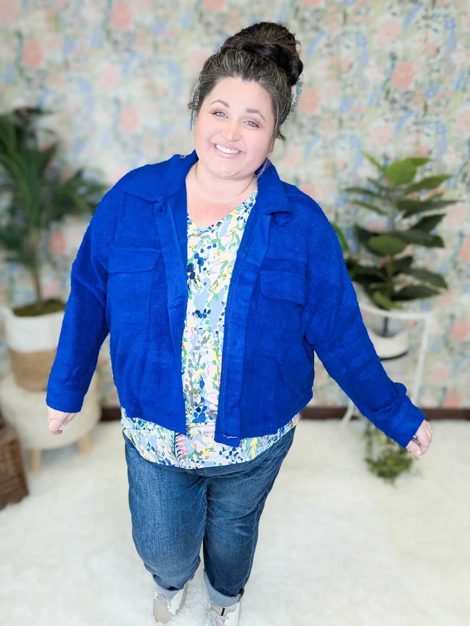 Kayse Vneck Dolman Short Sleeve in Bright Botanicals (3 colors)