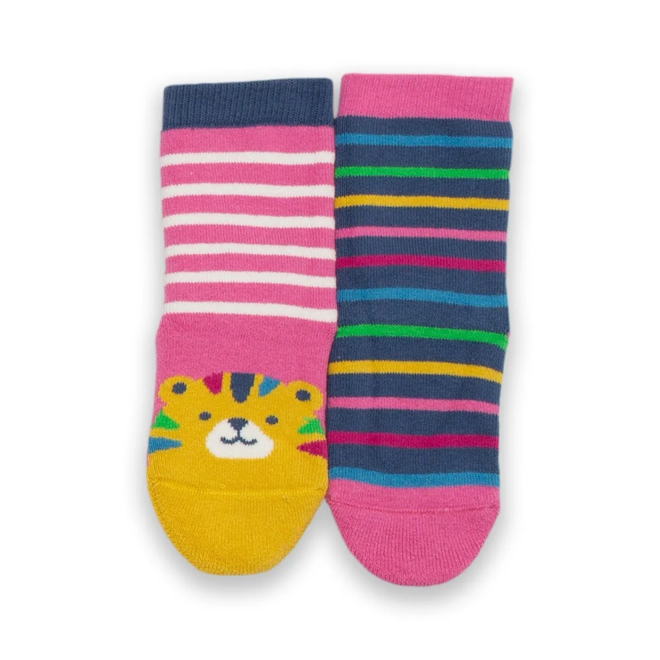 Kite 2 Pack Grippy Socks 4047-Ygh Pink Tiger Face