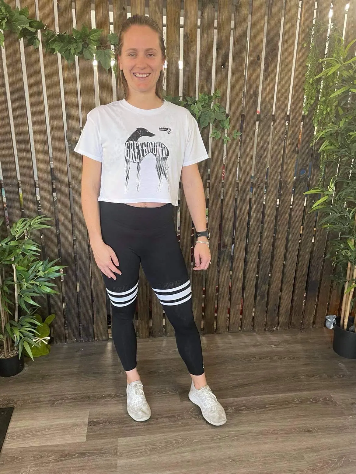 Ladies Crop Tee greyhound print
