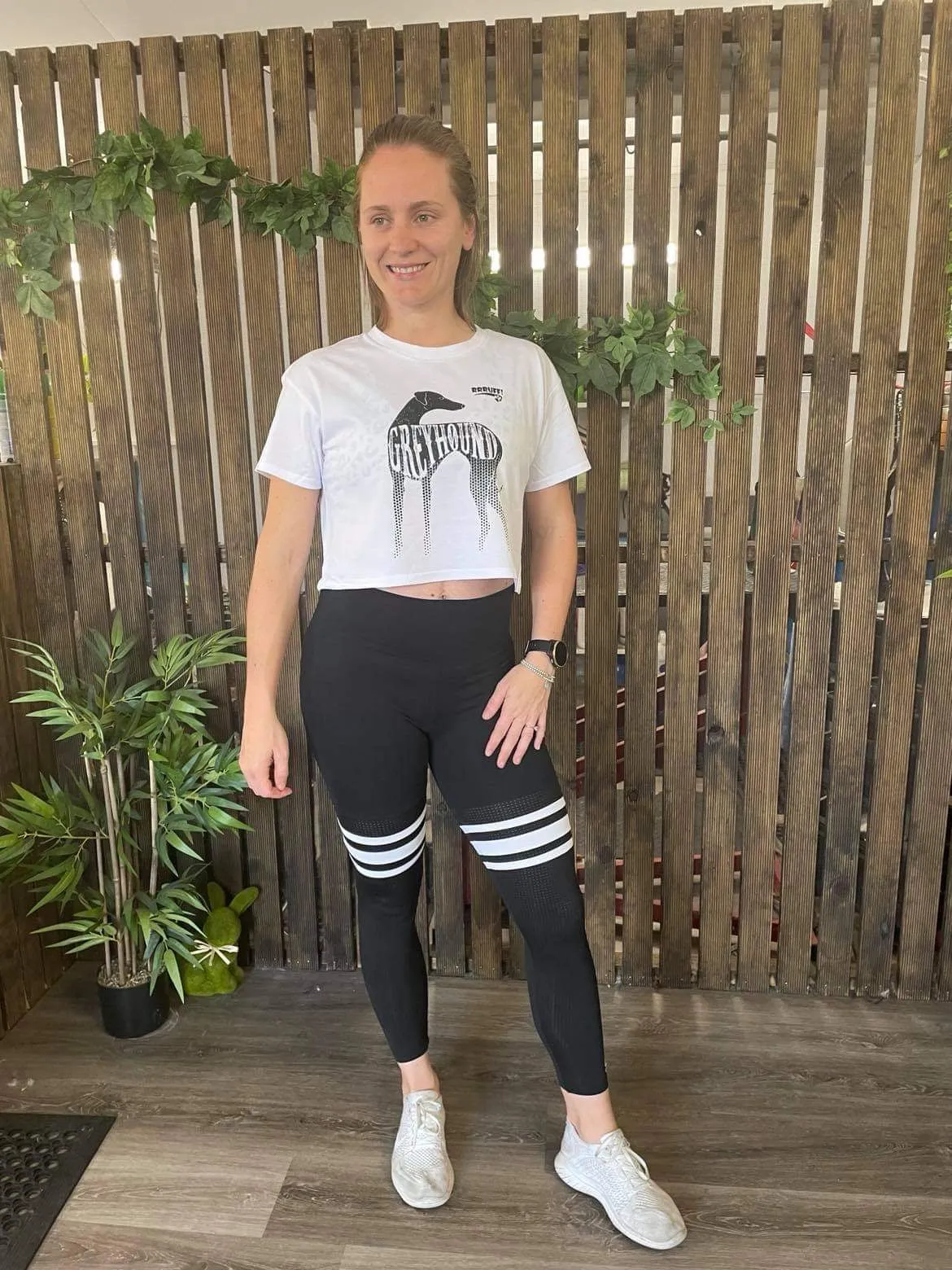 Ladies Crop Tee greyhound print