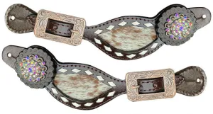 LADIES SPUR STRAP W/HAIR ON COWHIDE INLAY