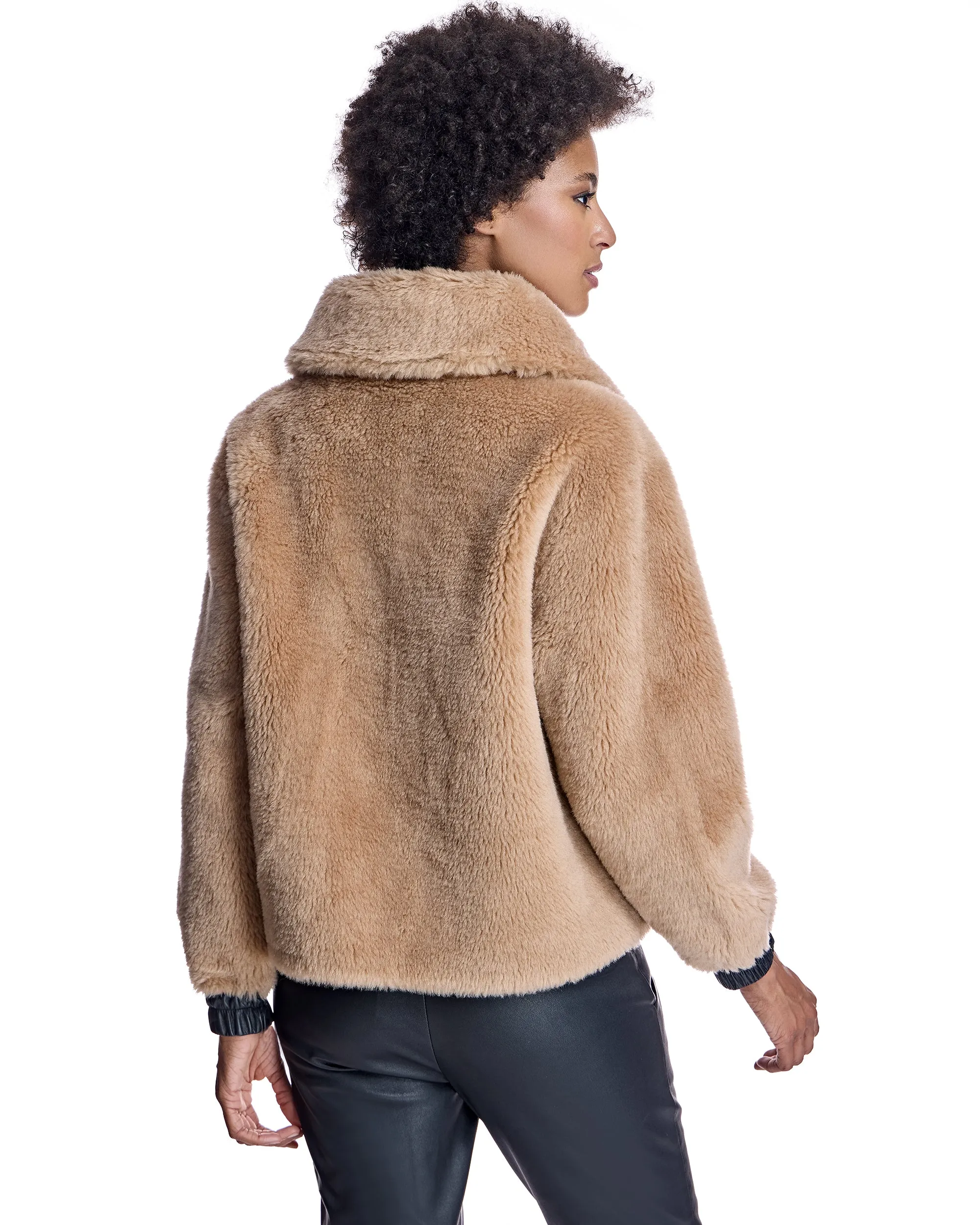 Lambswool Jacket with Leather Trims