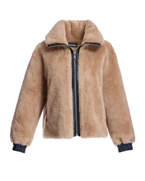 Lambswool Jacket with Leather Trims