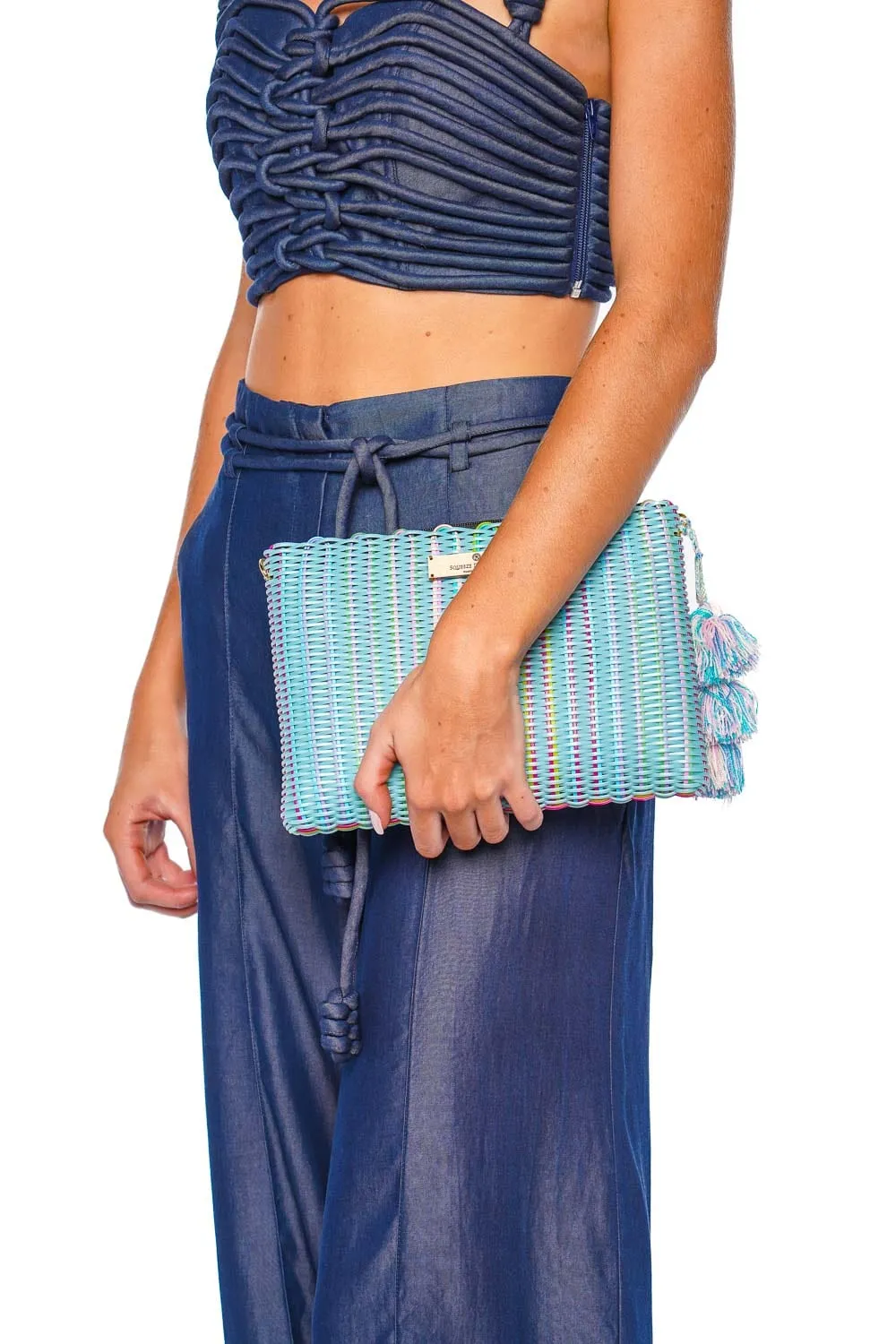 Large Blue Moon Lemon Drop Citron Clutch