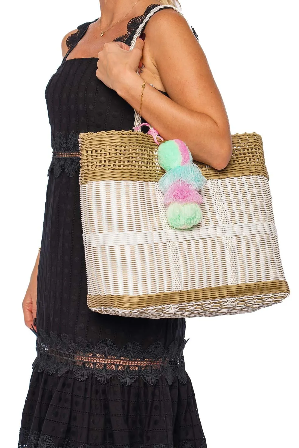 Large Coastal Net Citron Tote