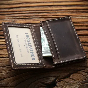 Leather Business ID Case Small Slim Wallet