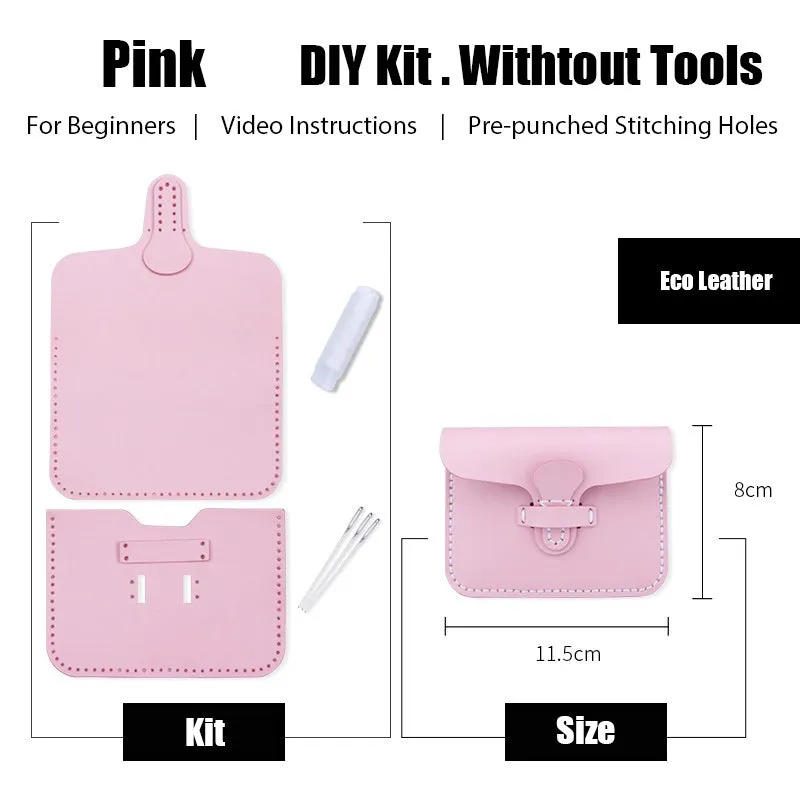 Leather Card Holder Kit DIY Slim Leather Buckle Coin Wallet Kit DIY Eco Leather Project